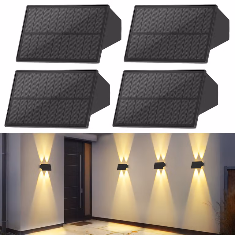 ZMH lampade solari per esterni 4pcs solare parete luce esterna parete luci esterne luce esterna bianco caldo luci solari parete impermeabile luce parete su e giù luce solare per recinto terrazza balcone