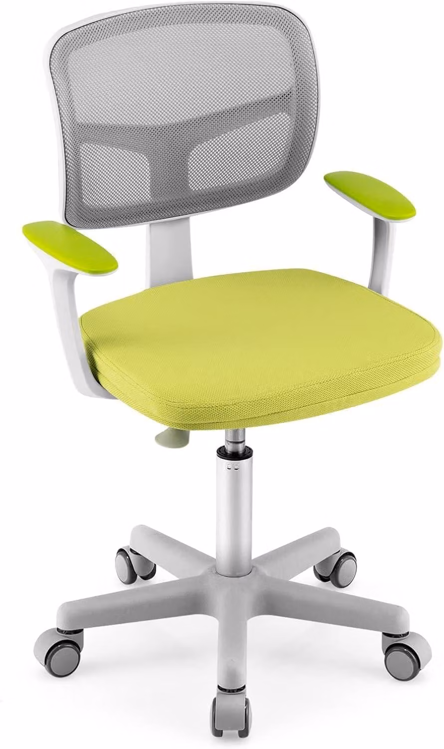 Sedia da ufficio per bambini, girevole a 360°, verde, con altezza regolabile da 80 a 91,5 cm