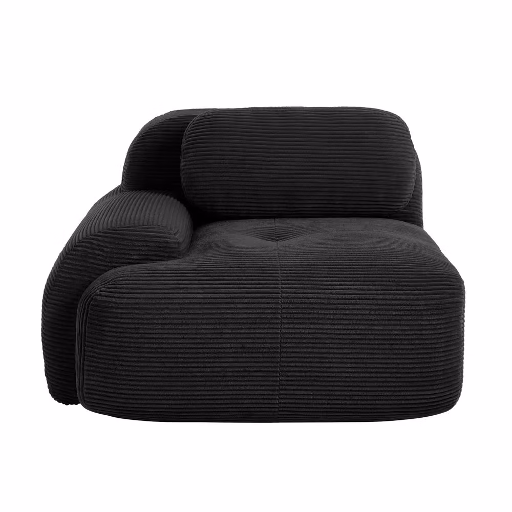 Divano angolare moderno Minimal nero in tessuto corduroy con cuscini – 2
