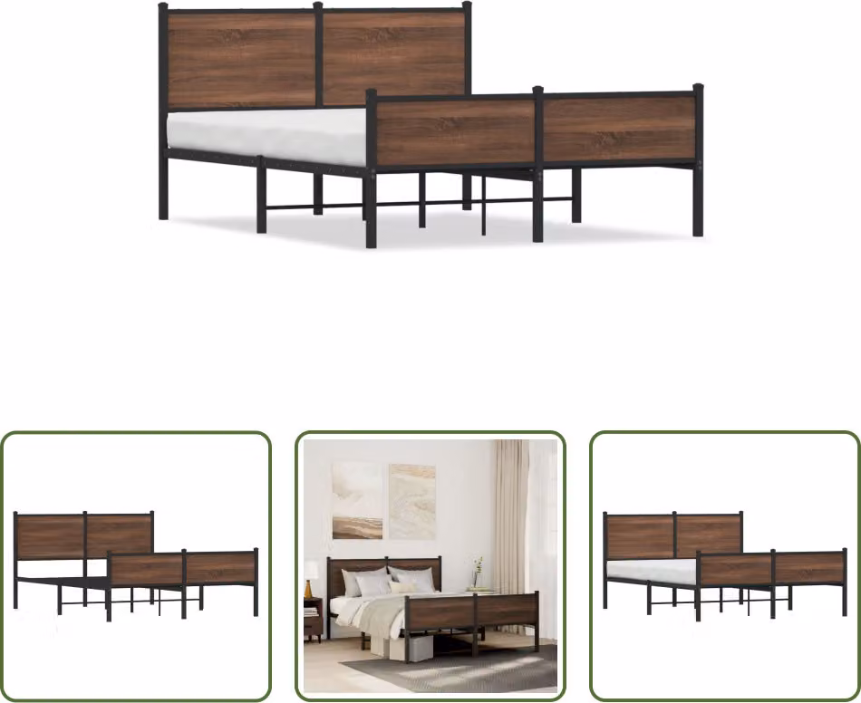 The Living Store Struttura letto con testiera e pediera in metallo 140x190cm