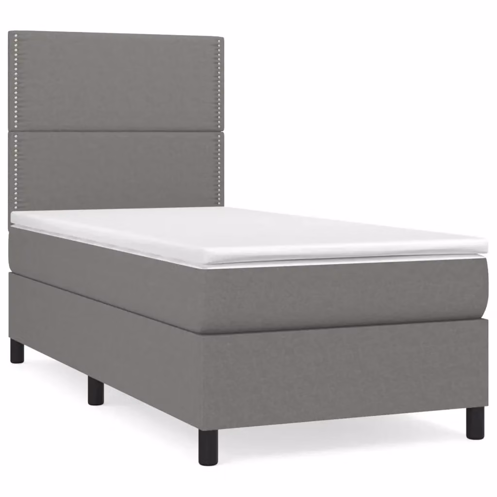 Letto Ibrido con Giroletto a Molle e Materasso vidaXL, Grigio e Bianco, L/P/H: 90 x 200 x 128 cm – 2