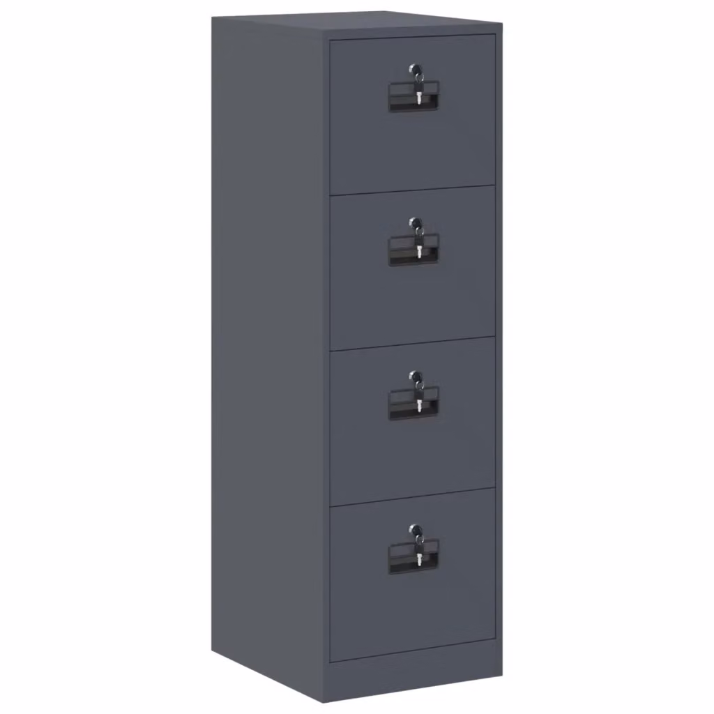 vidaXL Armadio per File in Metallo Antracite con Cassetti e Serratura L/P/H: 44 x 50 x 139 cm – 2