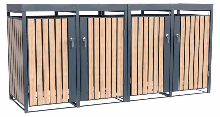 Westmann Metall Box per bidoni della spazzatura Planta 4x240 L Box per bidoni della spazzatura con tetto verde 84x264x124 cm