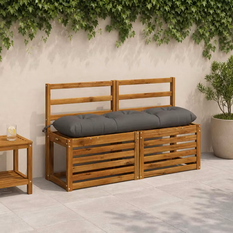 Set di 2 cuscini per panchina vidaXL VIANEN in poliestere grigio con fodera rimovibile e resistente ai raggi UV