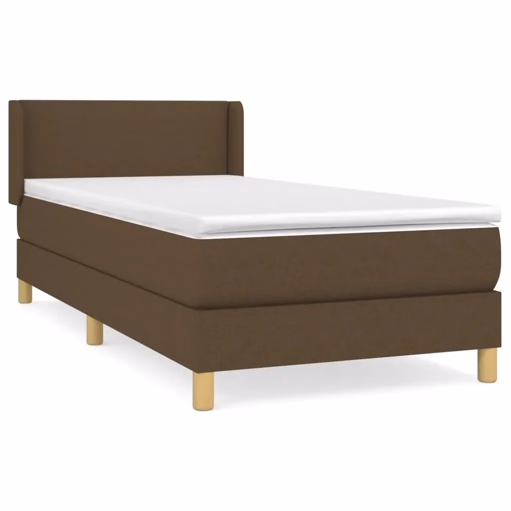 vidaXL Giroletto a Molle con Materasso Ibrido in Tessuto Marrone e Bianco L/P/H: 200 x 80 x 30 cm – 2
