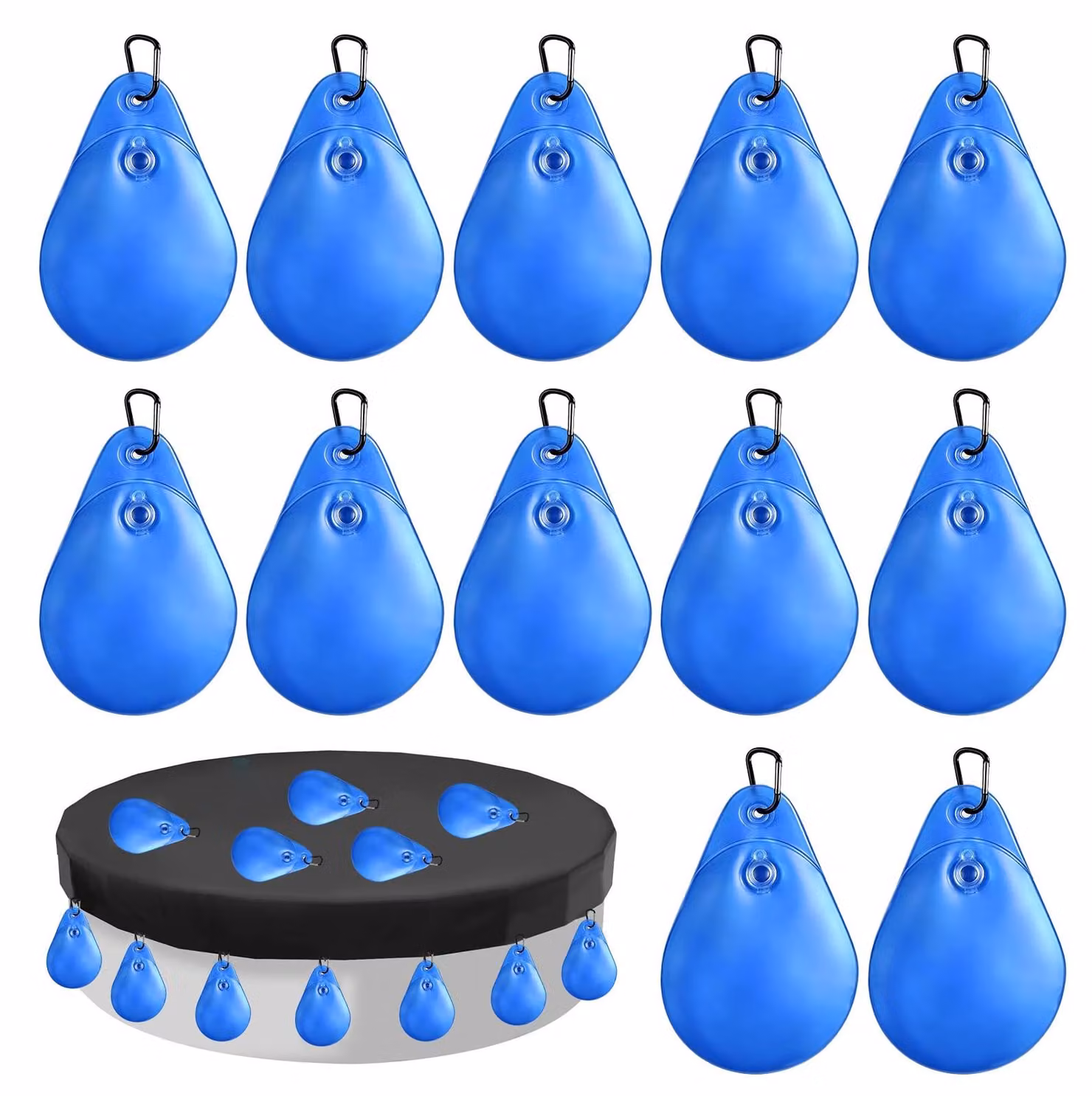 Copertura per piscina, con pesi e sacche d'acqua, confezione da 12 pezzi, dimensioni 34 x 24 cm