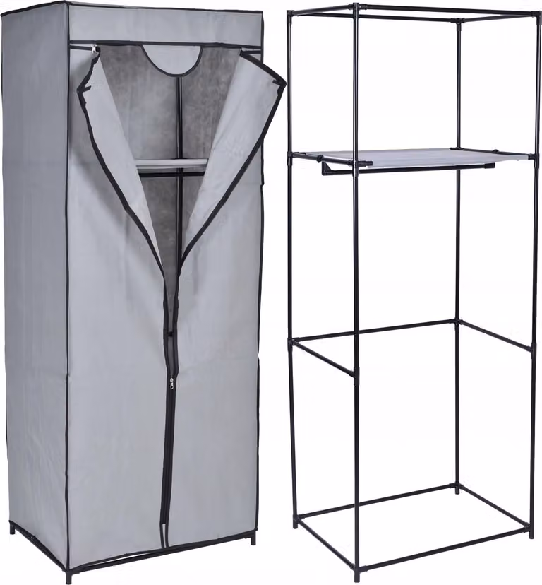 Armadio tessile Fela con ripiano - grigio