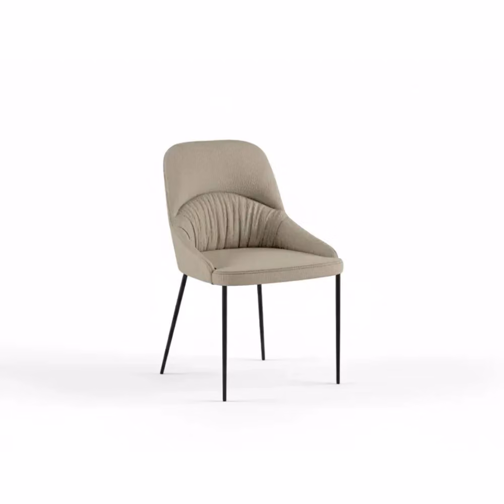 Set di 4 sedie da pranzo imbottite Harmony in tessuto beige con struttura in metallo nero Duzzle – 2
