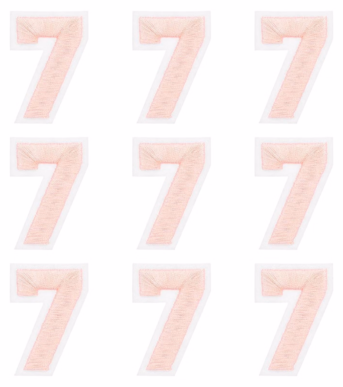 Adesivi termoadesivi con numeri, numero 7, confezione da 9 pezzi, rosa, 4,8 cm