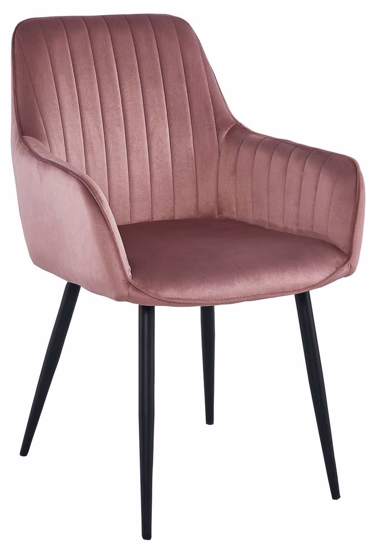 Sedia Solden in velluto rosa antico con gambe nere