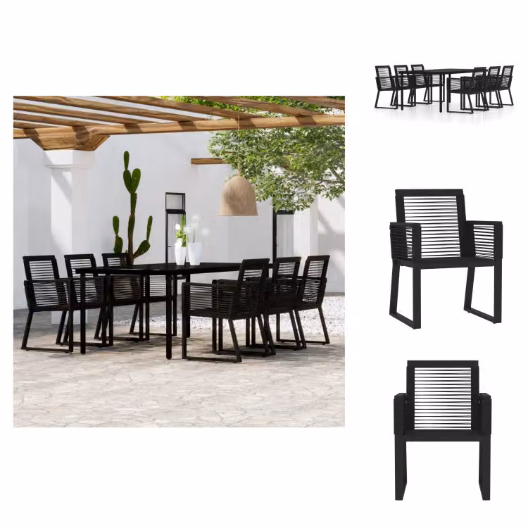 vidaXL set da pranzo da giardino 7 pezzi nero - Set di mobili da giardino