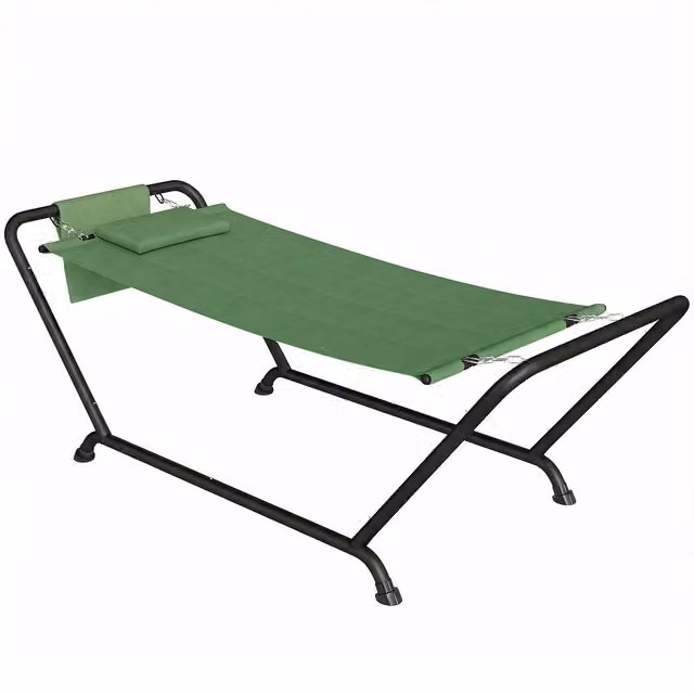 Amaca da esterno autoportante con supporto Outsunny, Verde, L: 237 cm, P: 90 cm, H: 92 cm