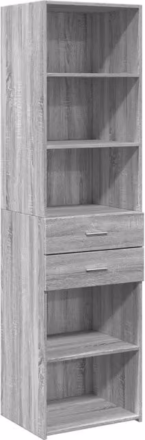 Credenza moderna in legno multistrato Grigio Sonoma per sala da pranzo, L: 50 cm, P: 42,5 cm, H: 185 cm