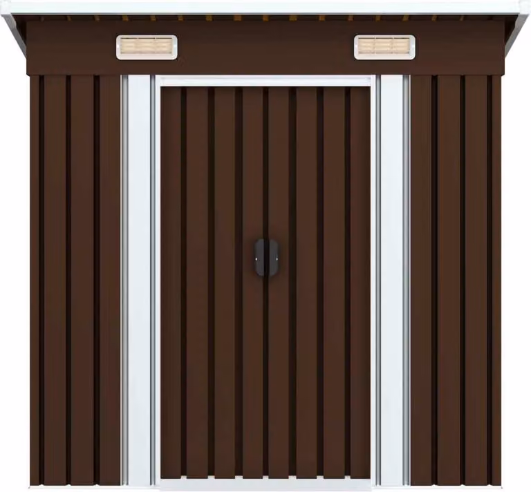 Capanno Attrezzi da Giardino Marrone 194x121x181 cm in Acciaio
