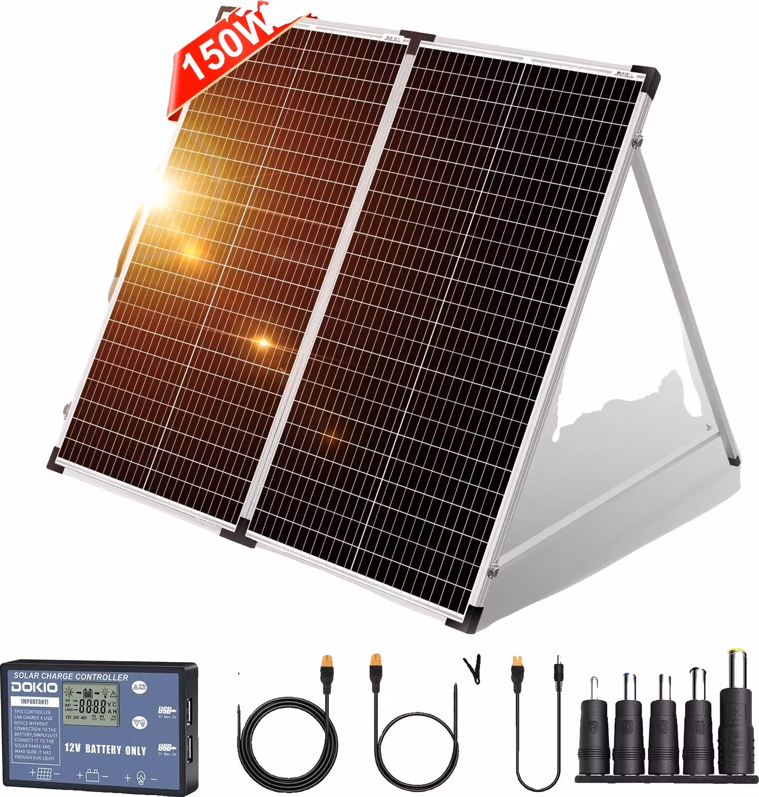 Pannello solare pieghevole, potenza di uscita 160W, design leggero e portatile, 160W