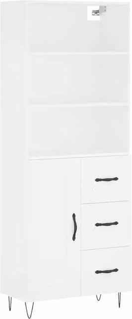 Credenza | Madia | Buffet da pranzo | Armadio da pranzo Bianca 69,5x34x180 cm in Legno Multistrato