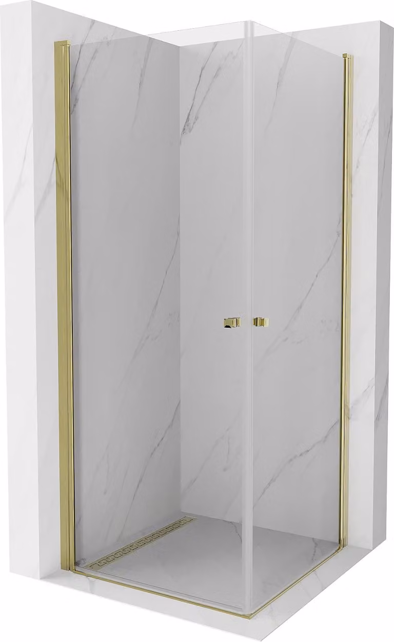 Mexen Pretoria Duo cabina doccia a battente 70 x 70 cm, trasparente, oro - 852-070-070-50-00-02