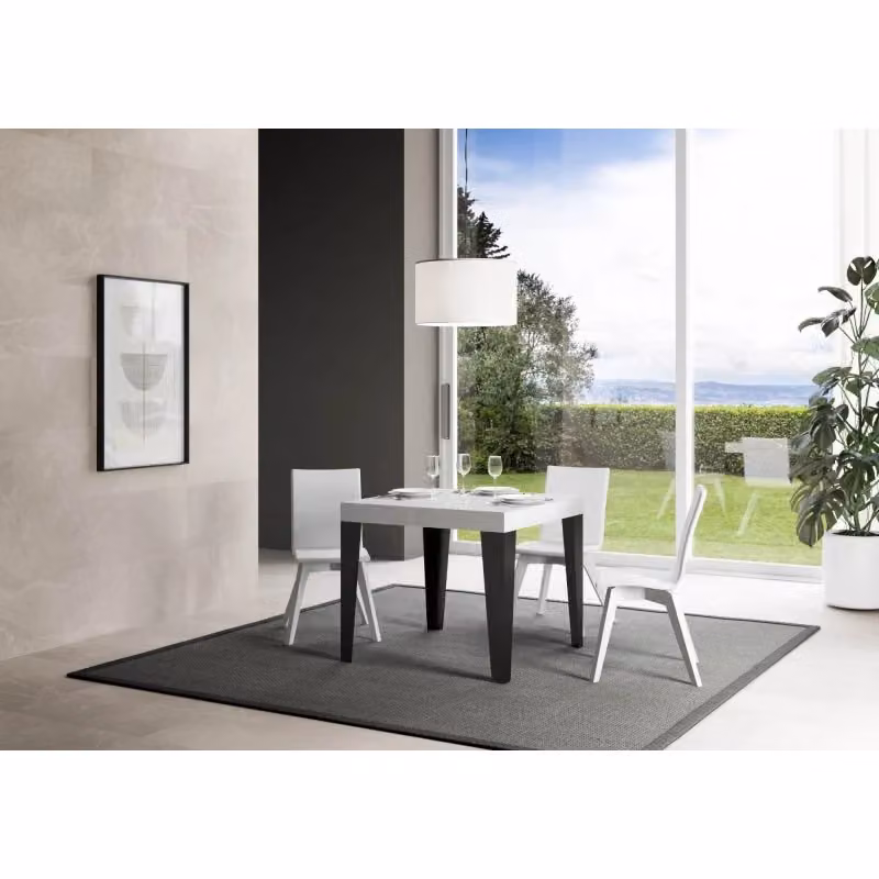 Tavolo allungabile Itamoby Flame L/P: 90 x 90 cm, H: 77 cm, estensibile fino a 246 cm, telaio antracite e piano bianco frassino – 2