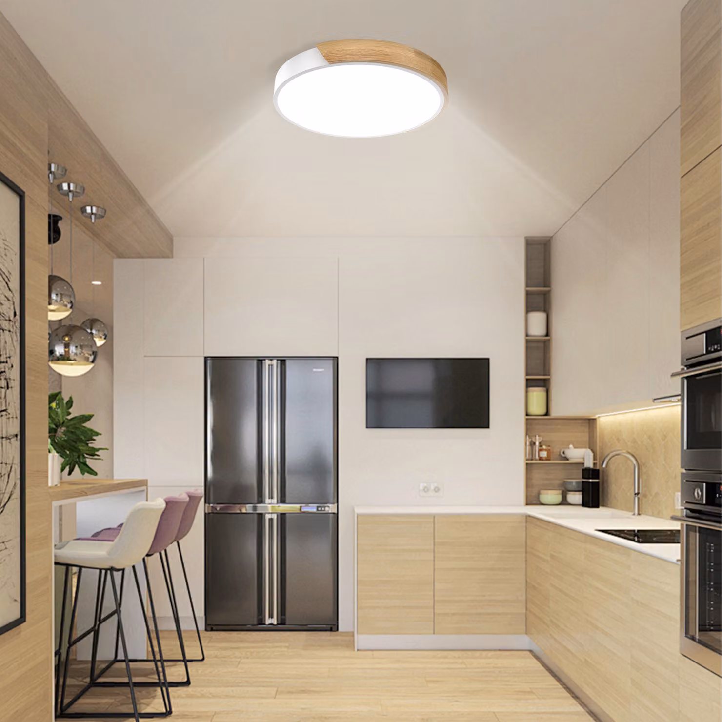 VA-Cerulean, plafoniera LED, 96W, luce bianca fredda (6000-6500K), 6720 lumen, diametro 60 cm, colore bianco