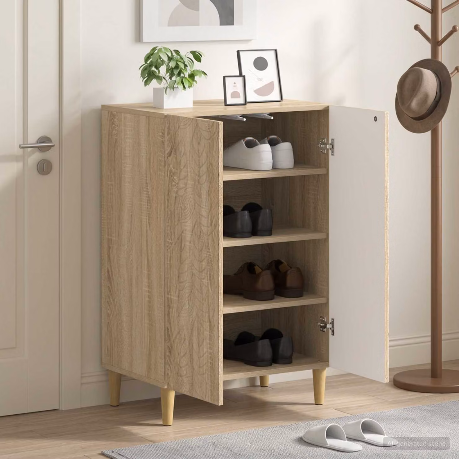 Mobile porta scarpe DELFT vidaXL in Rovere Sonoma, L: 59,5 cm, P: 39,5 cm, H: 90 cm
