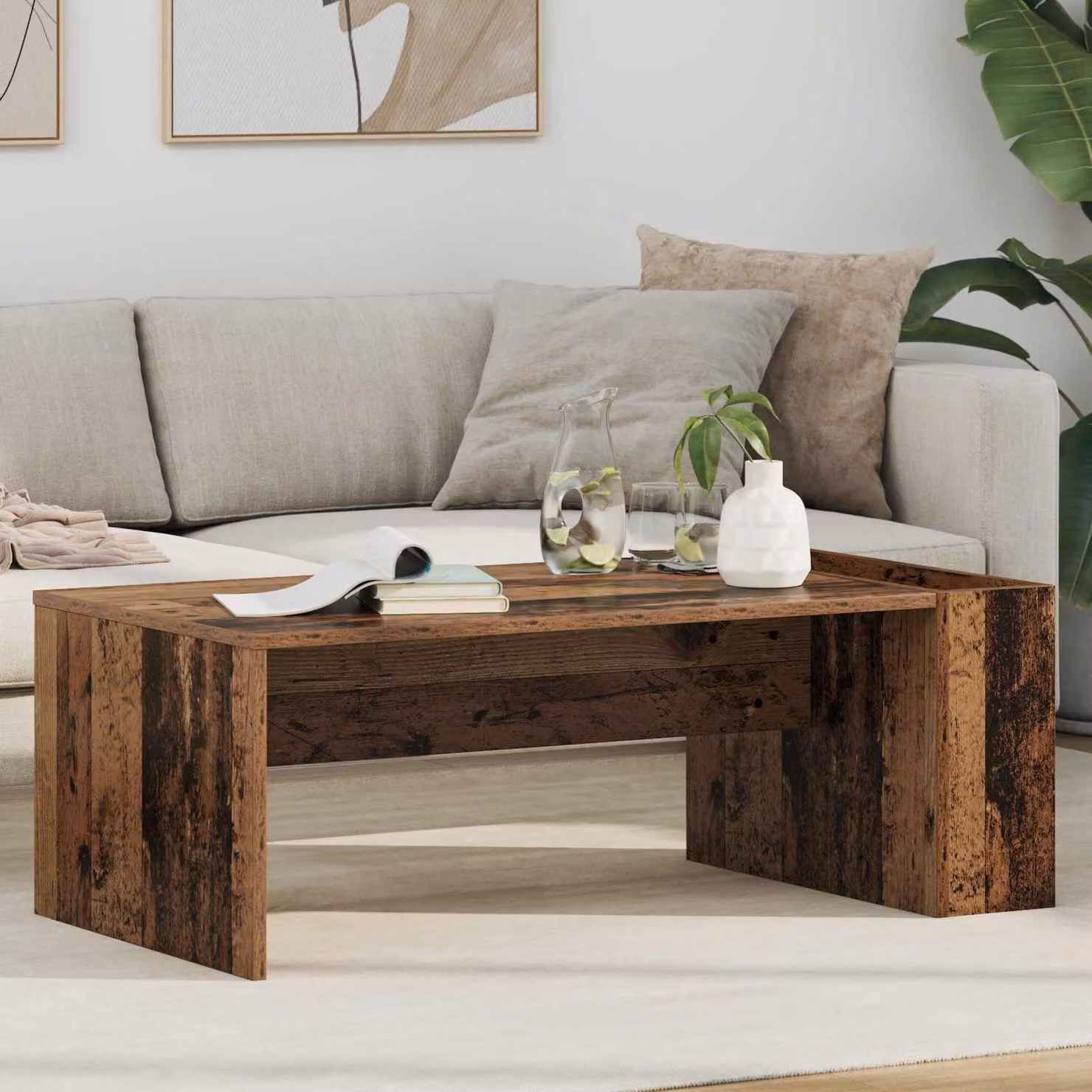 vidaXL Tavolino da salotto moderno in legno marrone L: 95 cm, P: 50 cm, H: 34 cm