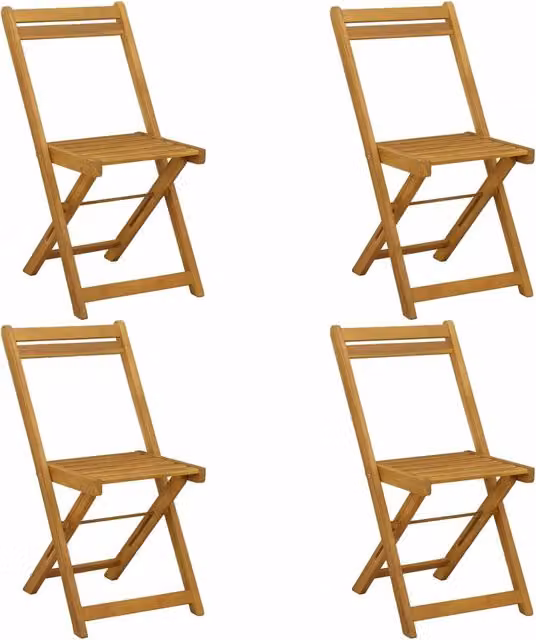 Set di 4 sedie da giardino pieghevoli e impilabili in legno di acacia color marrone, L: 40 cm, P: 53 cm, H: 80 cm