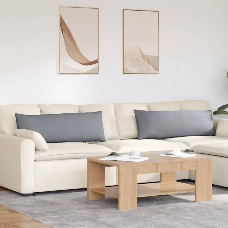 Set di 2 cuscini da divano vidaXL in tessuto grigio con fodera rimovibile, L 120 cm x P 40 cm x H 40 cm
