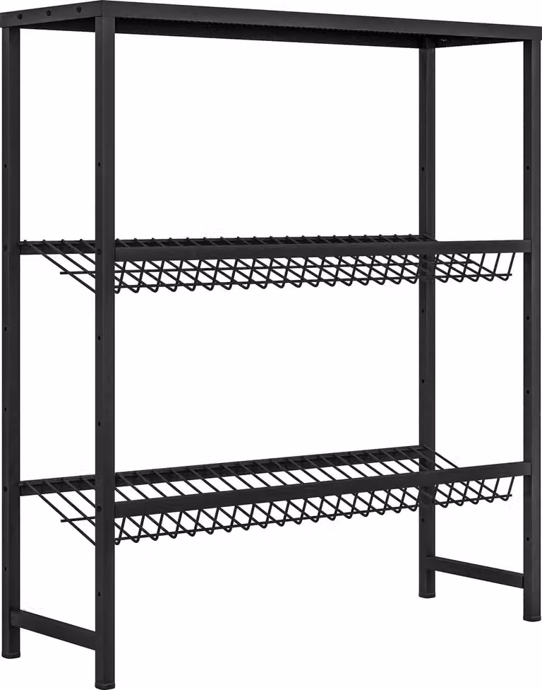 Scaffale indipendente per 6 casse di bevande, altezza regolabile, 3 ripiani, antiscivolo, 103 x 33 x 113,5 cm, acciaio nero