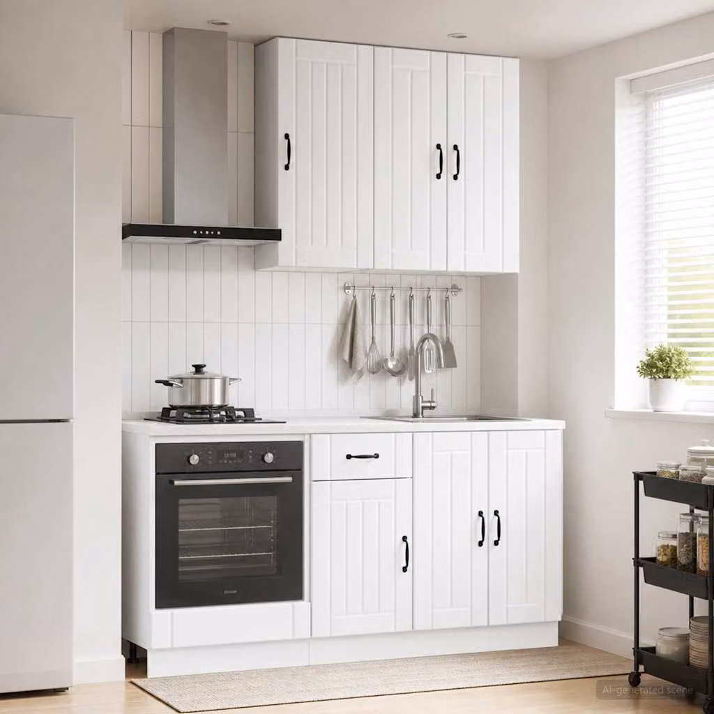 vidaXL Unità Cucina LUCCA Moderna in 5 Pezzi Bianco Lucido in MDF