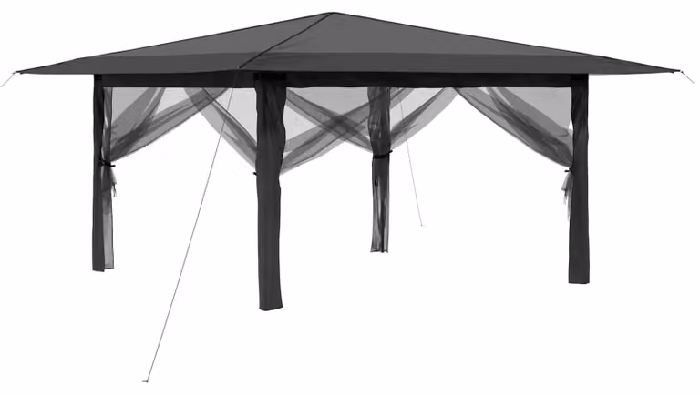 Gazebo con 4 pareti laterali, dimensioni 4 x 4 metri, colore grigio chiaro e antracite