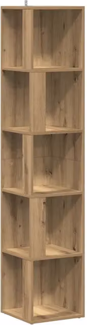 Mobile angolare moderno HELLOSHOP26 in finitura rovere marrone con ripiani interni e ante, L/P/H: 33 x 33 x 165 cm