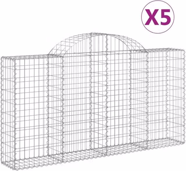 Cesti Gabbioni ad Arco 5 pz 200x30x100/120 cm Ferro Zincato