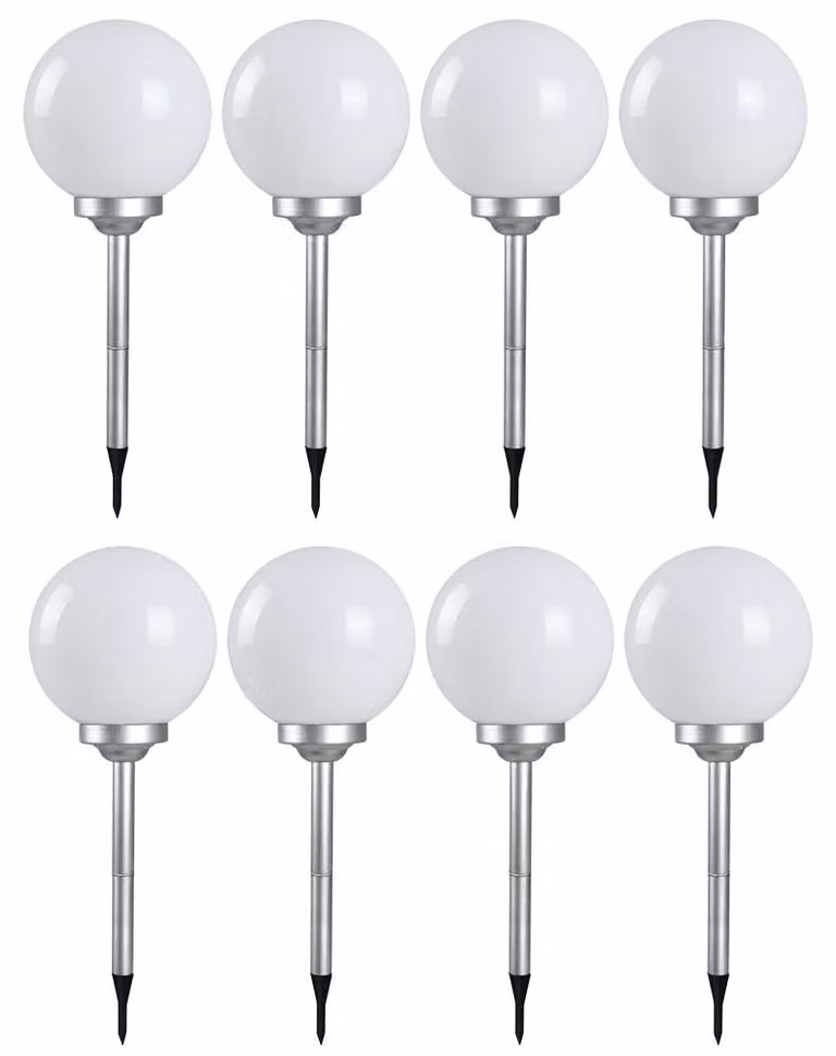 Set da 8 lampade LED solari a spina, a forma di sfera, 30 cm, SOLAR