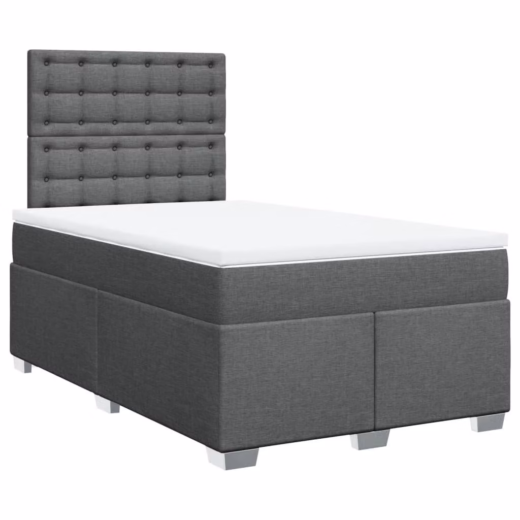 Giroletto a Molle con Materasso Grigio Scuro 120x190cm Tessuto