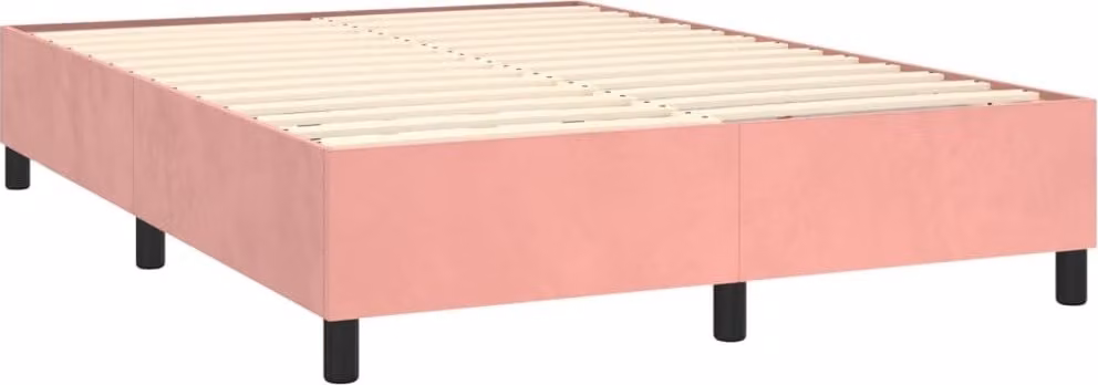 Giroletto a Molle con Materasso Rosa 140x190 cm in Velluto