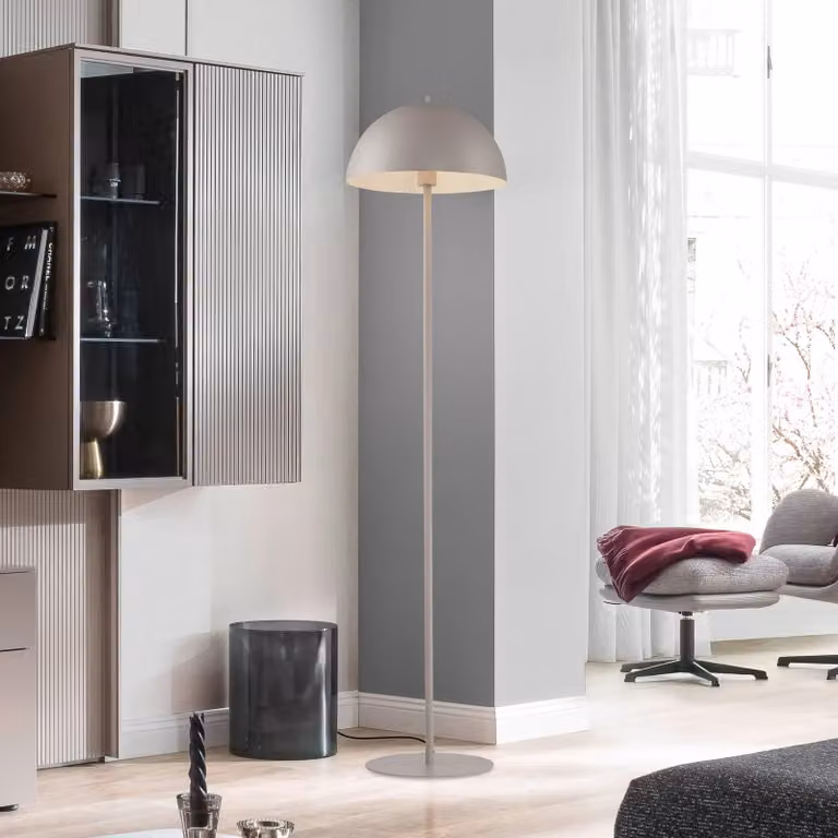 Schöner Wohnen Lampada da terra Ali, Crema / Ambra, Soggiorno / Sala da pranzo, Metallo, Scandinavo, Lampada da terra