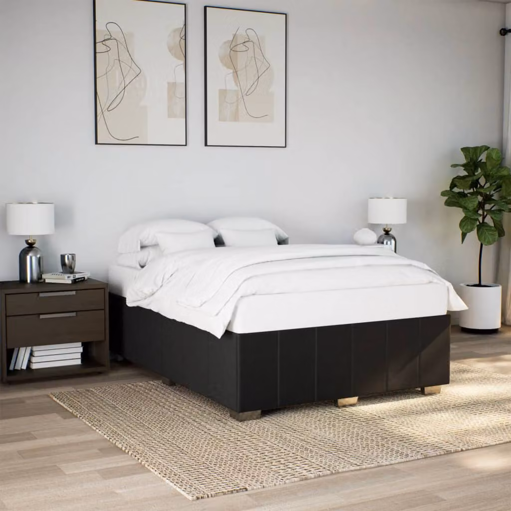 vidaXL Giroletto senza Materasso Nero in Tessuto L/P/H: 140 x 190 cm