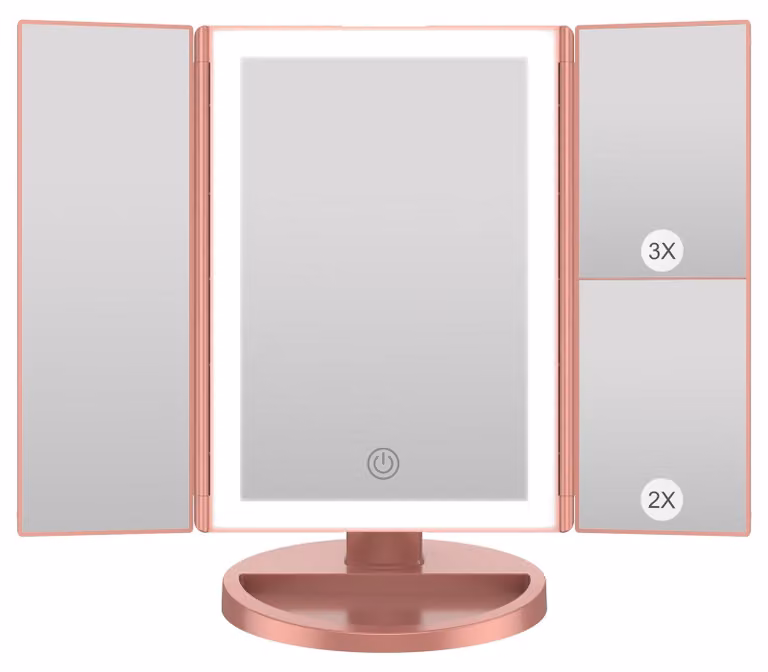 Specchio da trucco illuminato WEILY, specchio per il trucco con ingrandimento 1X/2X/3X