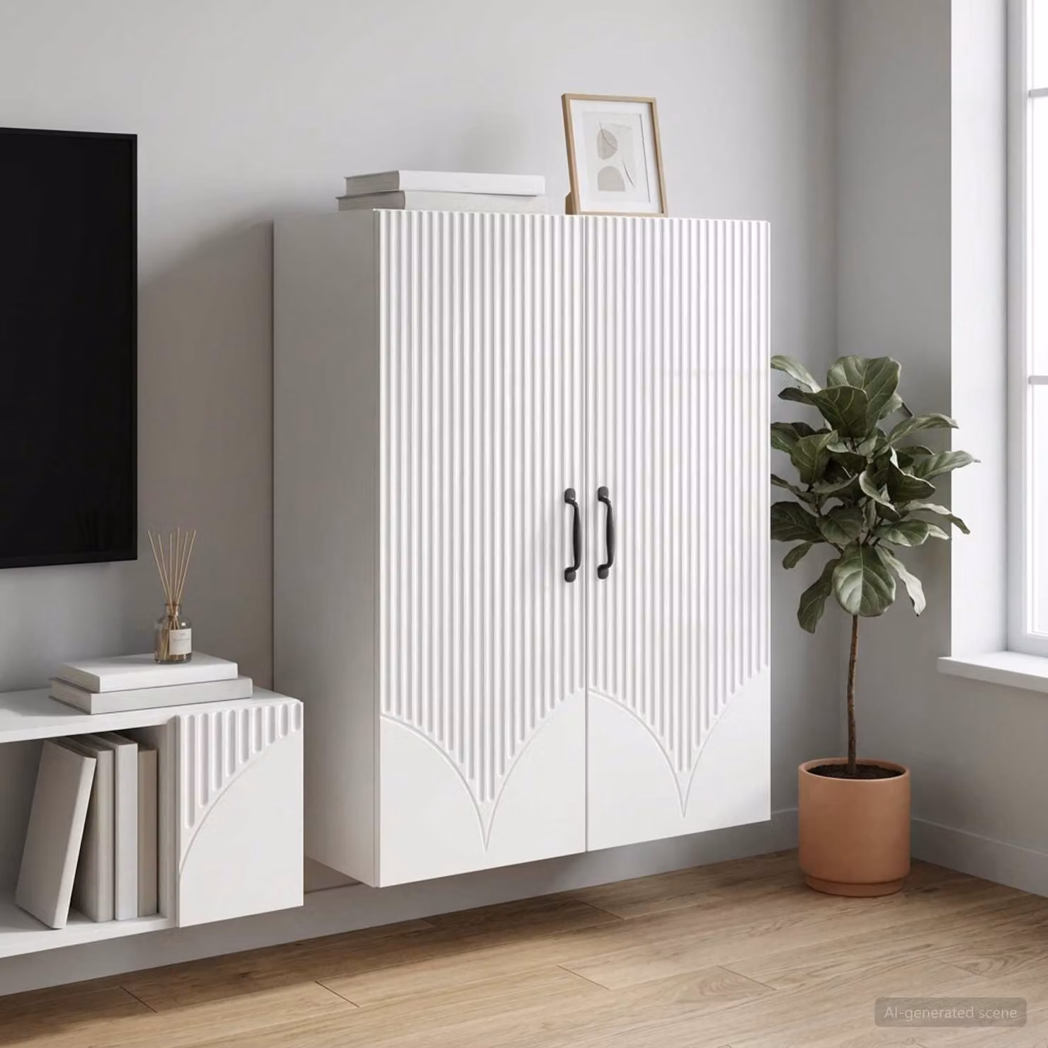 Mobiletto a muro vidaXL in stile minimalista con ante a battente, L 66 cm, P 34,5 cm, H 90 cm