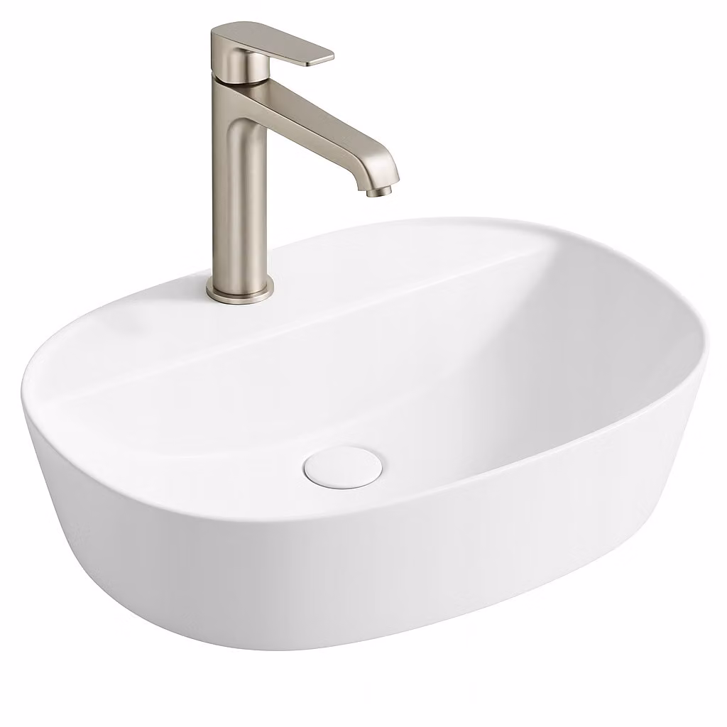 Lavabo su piedistallo bianco in Vetroceramica ovale 50 x 38 cm