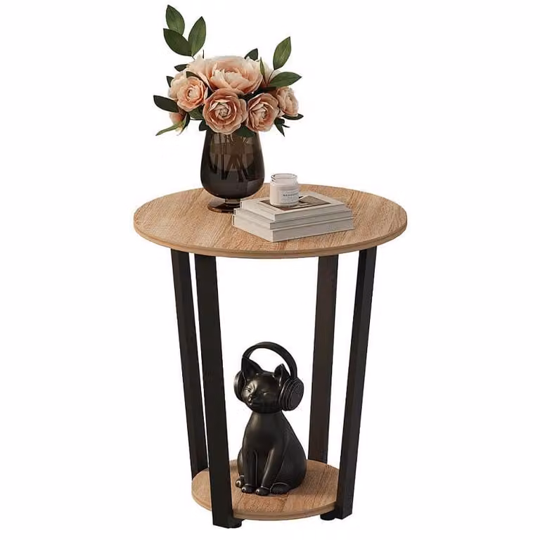 Tavolino Da Salotto / Banchetto – Marrone Chiaro, 50 Cm, Stile Loft / Industriale Moderno Per Il Salotto