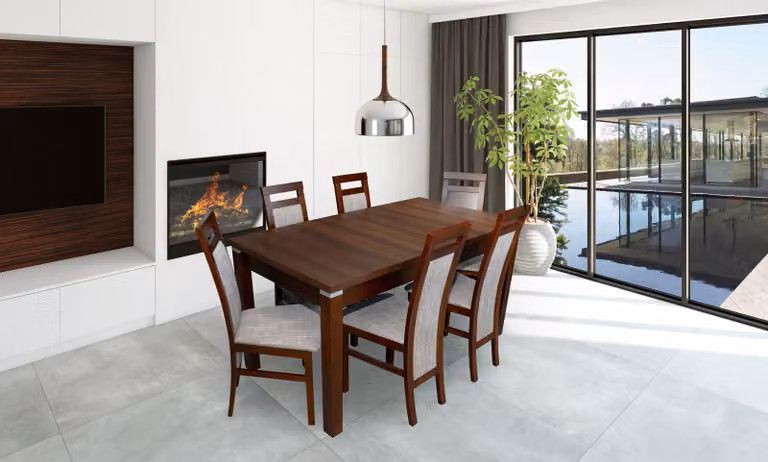 Tisch + 6 Stühle Design Esszimmer Garnitur Stuhl Set Essgarnituren Tische Holz