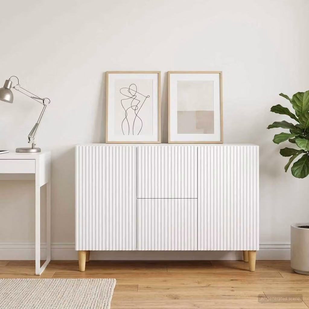 Credenza moderna vidaXL in legno ingegnerizzato bianco L/P/H: 89 x 34,5 x 60 cm