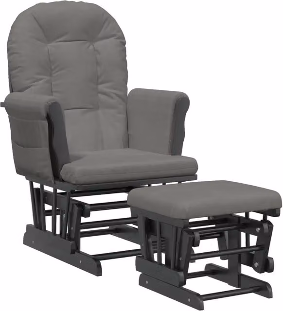 Poltrona | Sedia Relax Glider con Sgabello Grigio Scuro in Tessuto