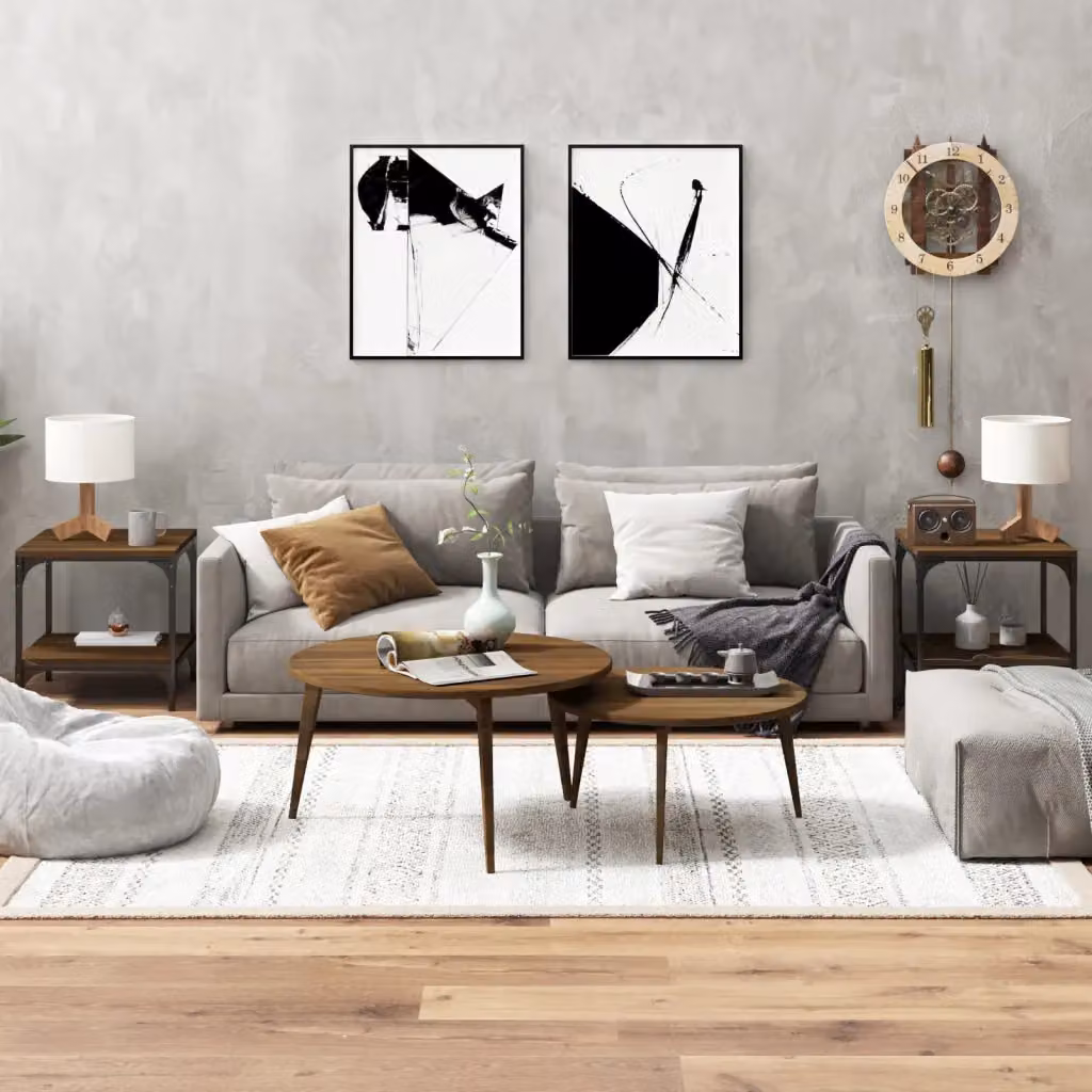 Set di 2 tavolini quadrati vidaXL in legno e metallo, colore marrone, L/P/H: 40 x 40 x 40 cm