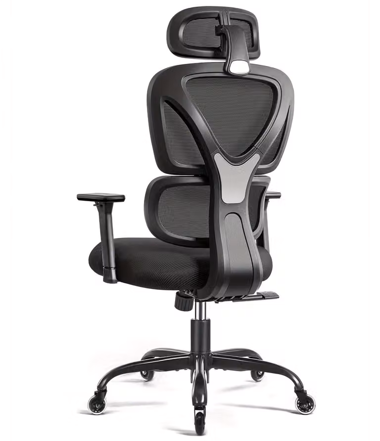 Sedia da ufficio ergonomica con supporto lombare e poggiatesta regolabili - Sedia da computer confortevole