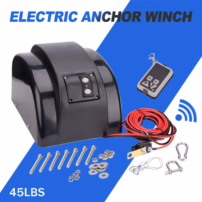 Avvolgitori elettrici per ancore marini - 12 V - Comando a distanza wireless - Funzionamento elettrico per alzata e sgancio rapido - Adatti per acqua salata - Per imbarcazioni fino a 7,3 metri, 20,4 kg - Batteria non inclusa