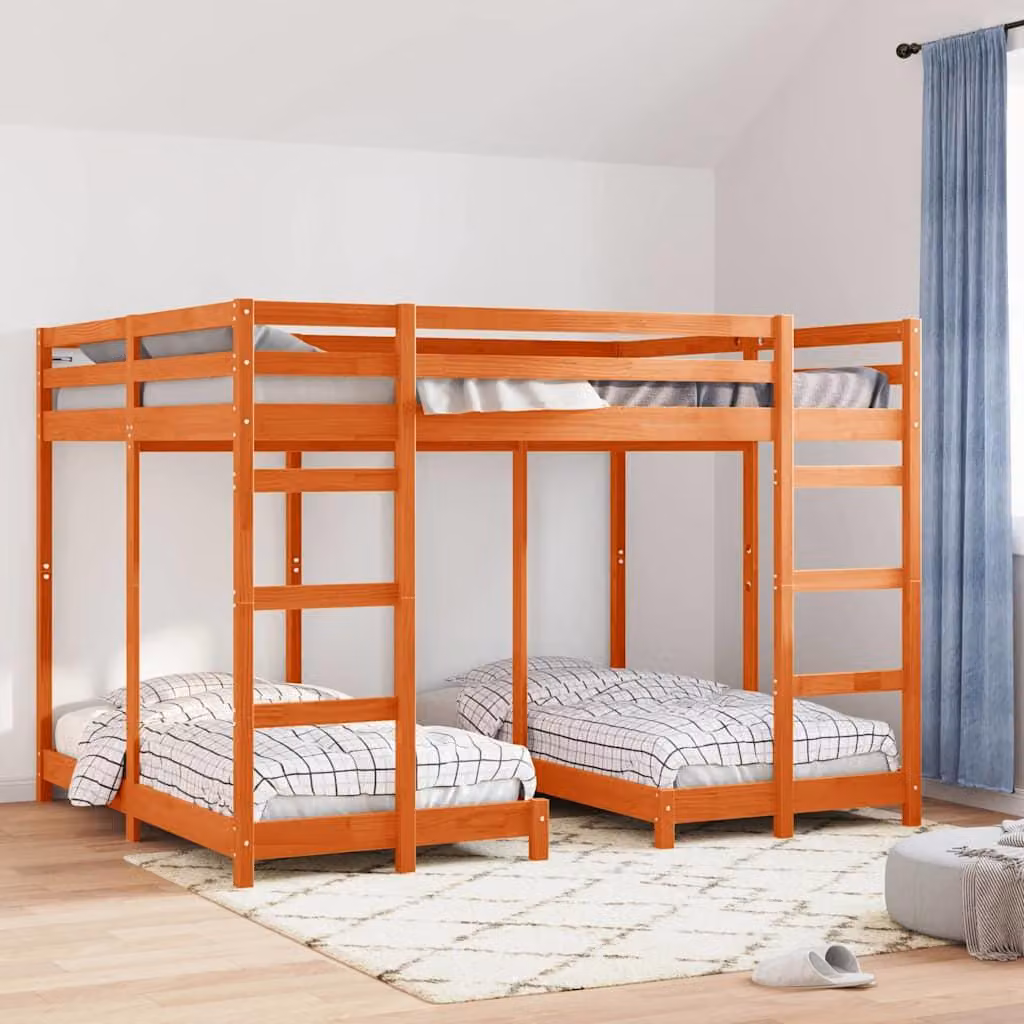 Maison Exclusive - Letto a castello triplo marrone cera 160 x 200 cm