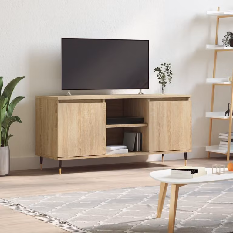 Mobile Porta TV vidaXL Rovere Sonoma con Ruote, L 104 cm x P 35 cm x H 50 cm