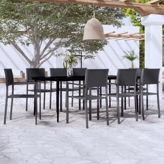 Set da Pranzo da Giardino 9 pz Nero 3099280